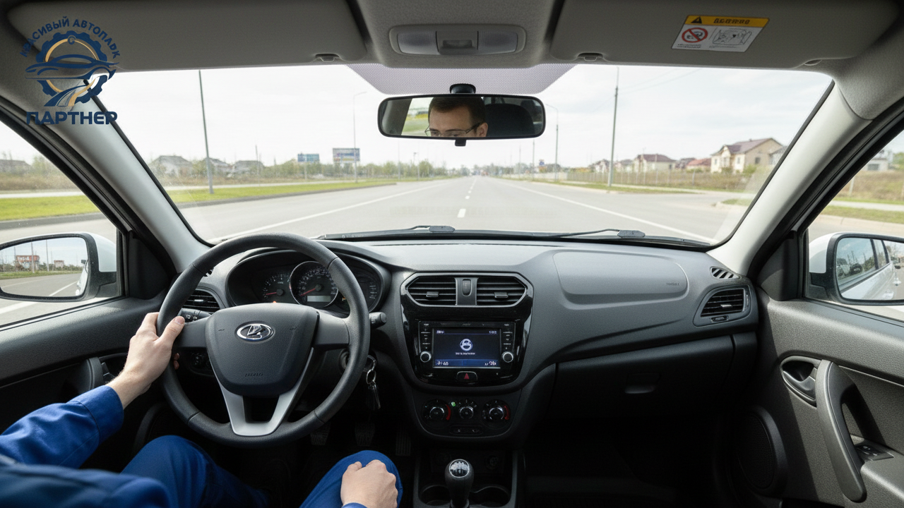 Car interior dashboard view